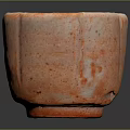 Unique Orange Ceramic Cup With Handmade Textured Surface And Rustic Design 3d model
