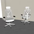 Modern Ergonomic Office Chair With Mesh Back Adjustable Headrest And Swivel Wheels 3d model