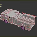 Gray Fire Truck Model With Yellow Emblems Ladder Wheels And Functional Rescue Vehicle Features
