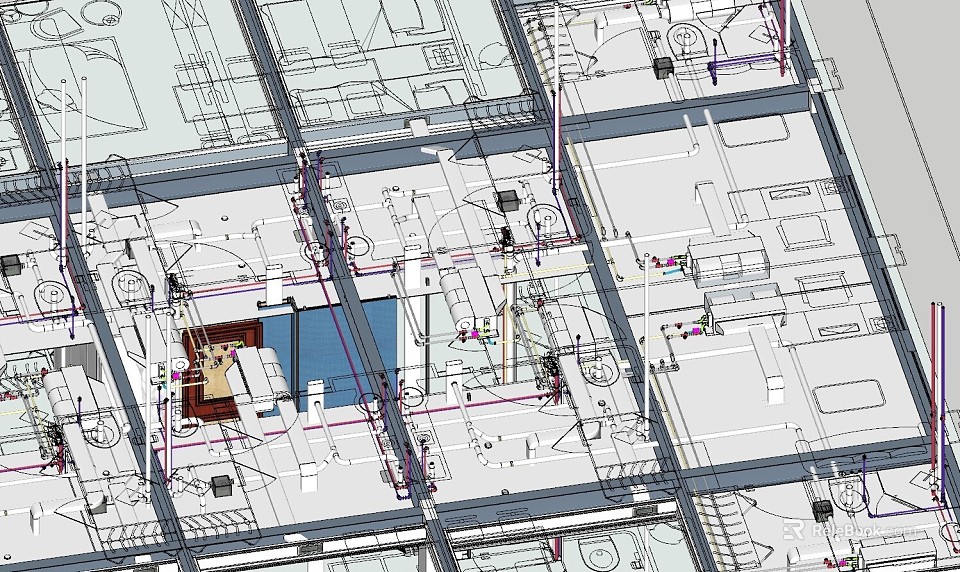 Comprehensive Piping System Layout Design In Engineering Blueprints With Detailed Routes And Connections 3d model 