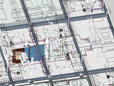 Comprehensive Piping System Layout Design In Engineering Blueprints With Detailed Routes And Connections 3d model