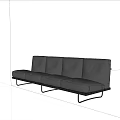 Black Leather Sectional Sofa with Modern Metal Frame and Sleek Design 3d model