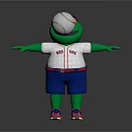 Green Creature Character Wearing Blue Cap Red Sox Shirt Blue Shorts And Red Shoes Holding Baseball