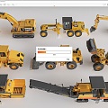 Road repair machinery bulldozer excavator construction machinery asphalt paver 3d model