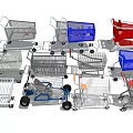 Various Shopping Carts for Public Facilities with Different Designs and Colors 3d model