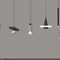 Modern Pendant Lights With Various Stylish Designs Hanging On Beige Wall 3d model