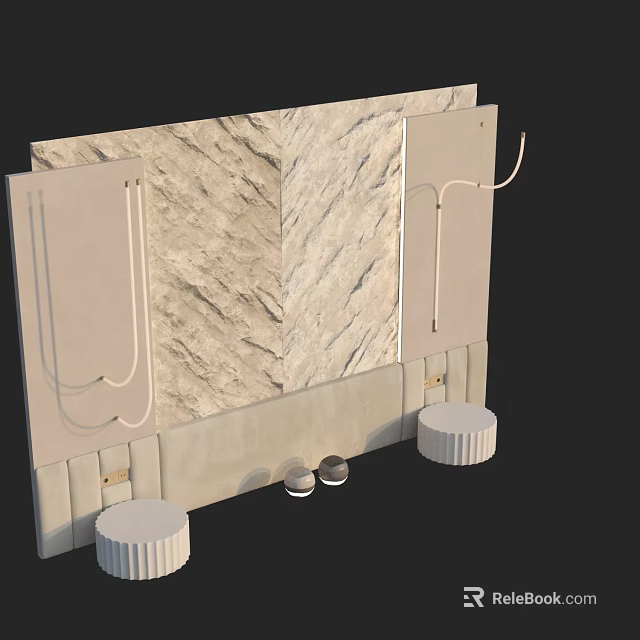 Minimalist Modern Background Wall Featuring Stone Texture And Decor Accents 3d model