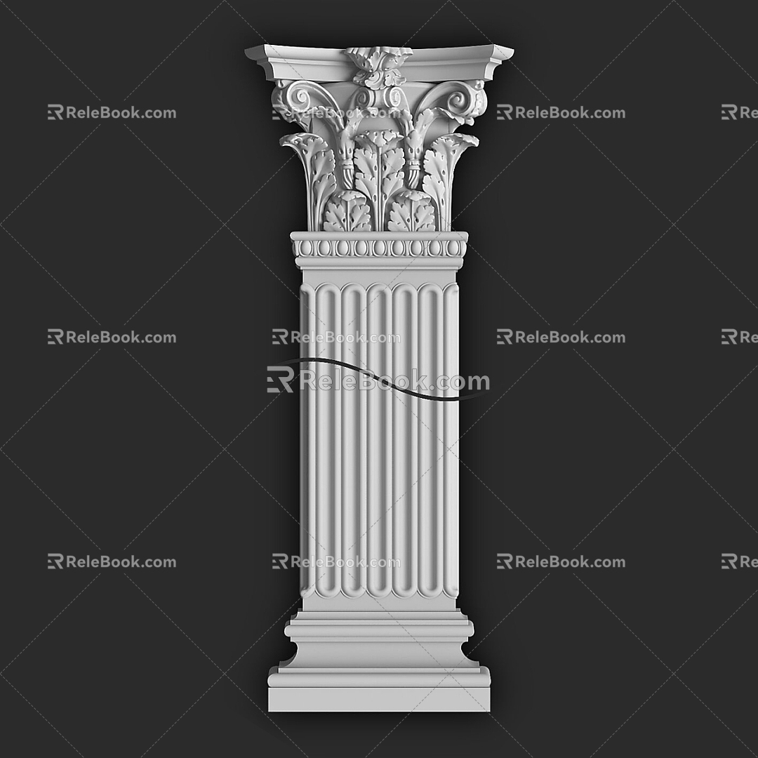 European-style simple carved pillar decorative pillar carved 3d model