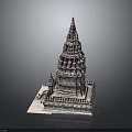 Traditional Temple Architecture With Multi Tiered Spire And Intricate Carvings On Square Platform Base