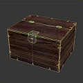 Handcrafted Wooden Sculpture Carving Chest With Detailed Texture And Metal Fittings