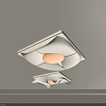 Modern Geometric Ceiling Light With White And Gold Frame And Warm Glow 3d model