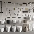 Various Styles Of Modern Toilets With Bathroom Accessories And Fixtures