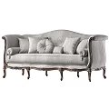 Classical Elegant Sofa Design Featuring Gray Fabric Carved Wooden Legs And Decorative Pillows
