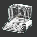 Vintage Desktop Computer Featuring CRT Monitor Orange Text Display and Keyboard