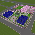 Aerial View of School Campus With Multiple Buildings Sports Field and Green Surroundings