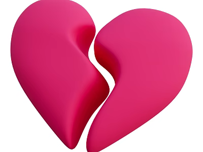 Pink Split Heart Shaped Decorative Ornament Set For Home Decoration 3d model