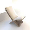 Modern Wooden Cross Base Lounge Chair With Beige Cushion For Indoor Comfort