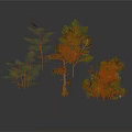 Various Types of Green Plants with Different Heights Shapes Trees and Shrubs 3D Rendering