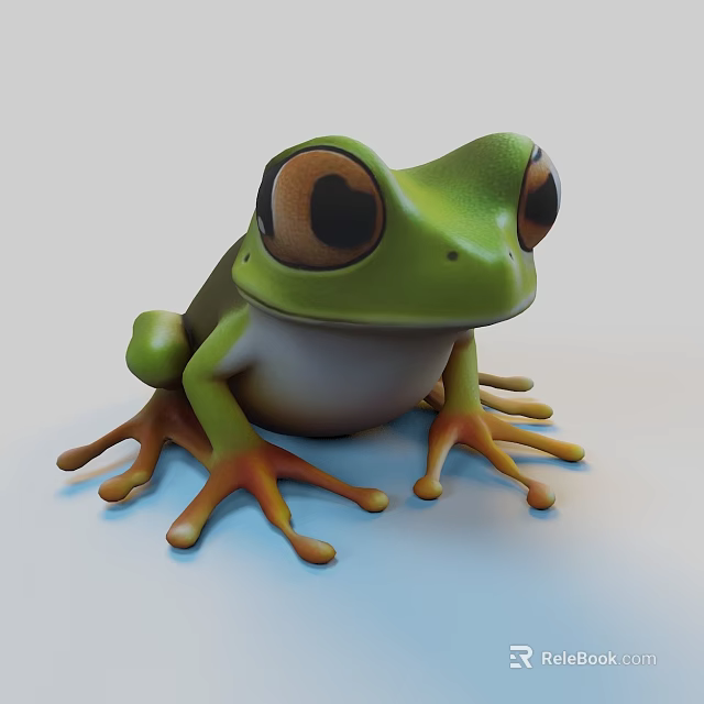 Lifelike Green Frog Sculpture With Detailed 3D Design And Vibrant Features 3d model 