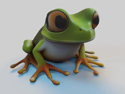 Lifelike Green Frog Sculpture With Detailed 3D Design And Vibrant Features 3d model