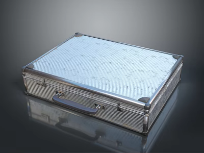 Classic Metal Suitcase With Textured Exterior And Reinforced Handle Grip 3d model
