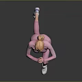 Woman In Pink Sportswear Doing Squat Exercise With White Sneakers On Gray Background