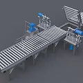 Heavy Duty Industrial Roller Conveyor System With Metal Rollers Blue Motors And Metal Frame