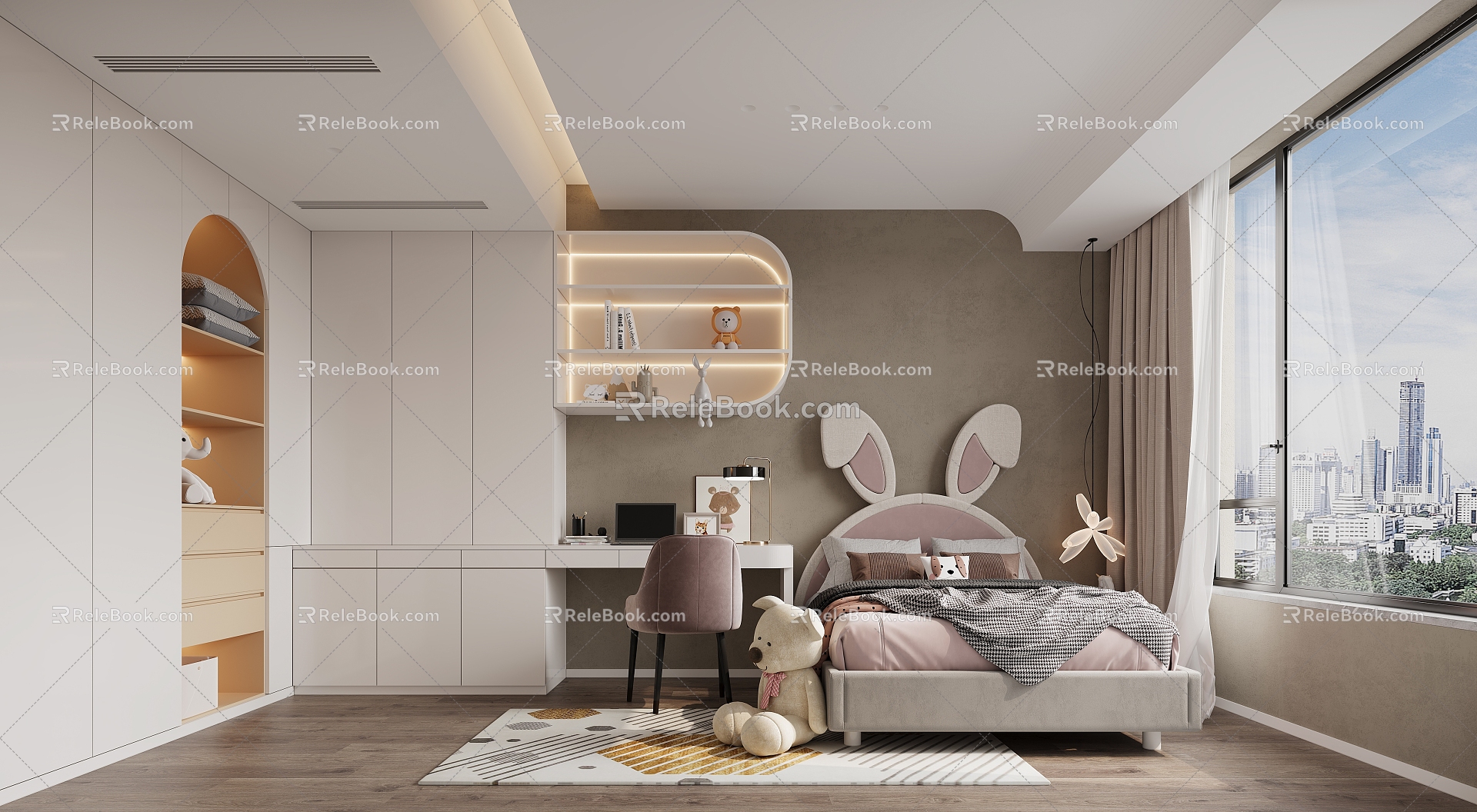 Modern Children's Room Girls Room 3d model