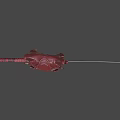 3D Dragon Head With Samurai Sword On Red Background Featuring Intricate Design And Red Eyes