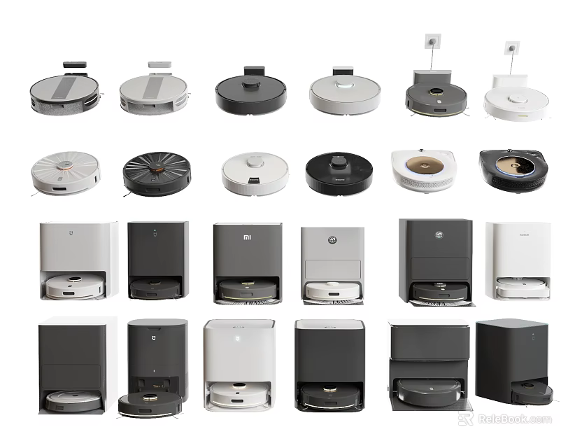 Various Modern Household Appliances Including Robotic Vacuums And Hand Dryers 3d model 