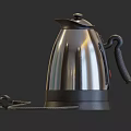 Stainless Steel Household Electric Kettle With Base Red Button Power Cord And Modern Design