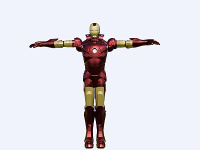 Iron Man Game And Movie Character In Red And Gold Armor With Open Arms Pose 3d model