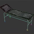 Medical Bed With Metal Frame Wheels Adjustable Backrest And Dark Mattress