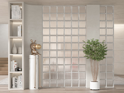 Modern partition glass brick porch partition model