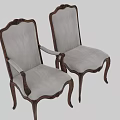 Classical Style Single Chair Design With Carved Wooden Frame And White Upholstery