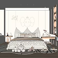 Cozy Kids Room Interior Design With Bed Pillows Stuffed Toys Rug And Wall Decor