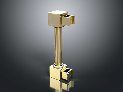 High Quality Golden Metal Hardware Tool With Precision Connecting Component Design 3d model