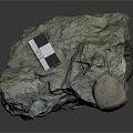 Sculptural Carving Stone With Rough Surface Measurement Label And Gray Greenish Texture