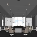 Modern Conference Room Interior With Long Table Ergonomic Chairs And World Map
