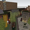 Modern Commercial Street With Glass Facade Red Brick Buildings And Luxury Brand Stores