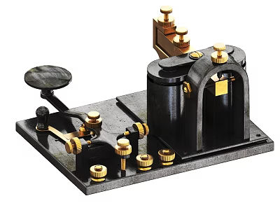 Vintage Industrial Equipment With Black Base And Brass Mechanical Components 3d model