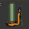 Green Transparent Cylinder Industrial Device With Control Panel And Orange Hose