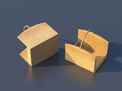 Practical Woven Storage Boxes with Handles for Home Organizing Open and Closed Designs 3d model