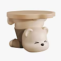 Cute Bear Shaped Stools With Light Brown Round Seat And Adorable Smiling Face Design