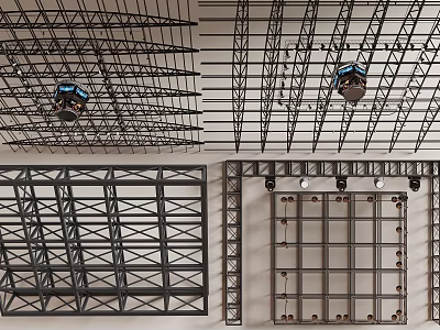 Metal Structural Components With Grid Frame Structure And Connecting Bolts Design 3d model