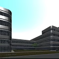 Modern Office Buildings With Glass Facades And Landscaping