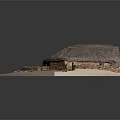 Traditional Thatched House Model with Stone Built Walls and Rural Outdoor Courtyard