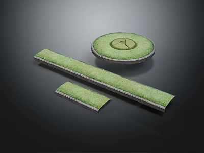 Green Plant Decorative Mats With Round And Long Strip Shapes For Interior Use 3d model