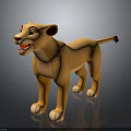 Cute Cartoon Lion Cub Standing With Happy Expression Orange Fur And White Paws 3d model