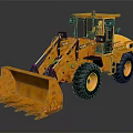 Orange Construction Loader With Large Tires Front Bucket And Driver Cab 3d model